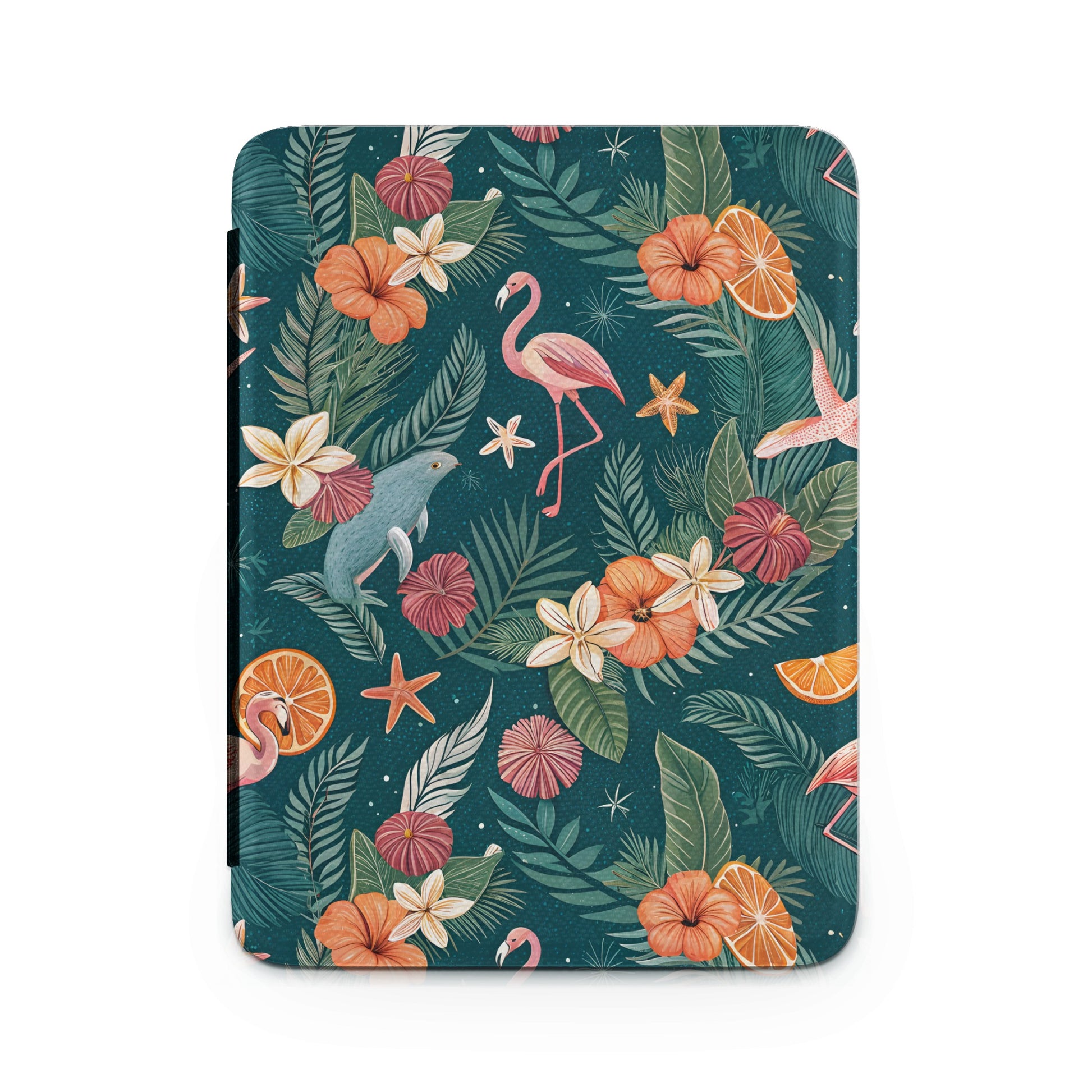 Tropical Floral and Flamingo Pattern Tablet Cover