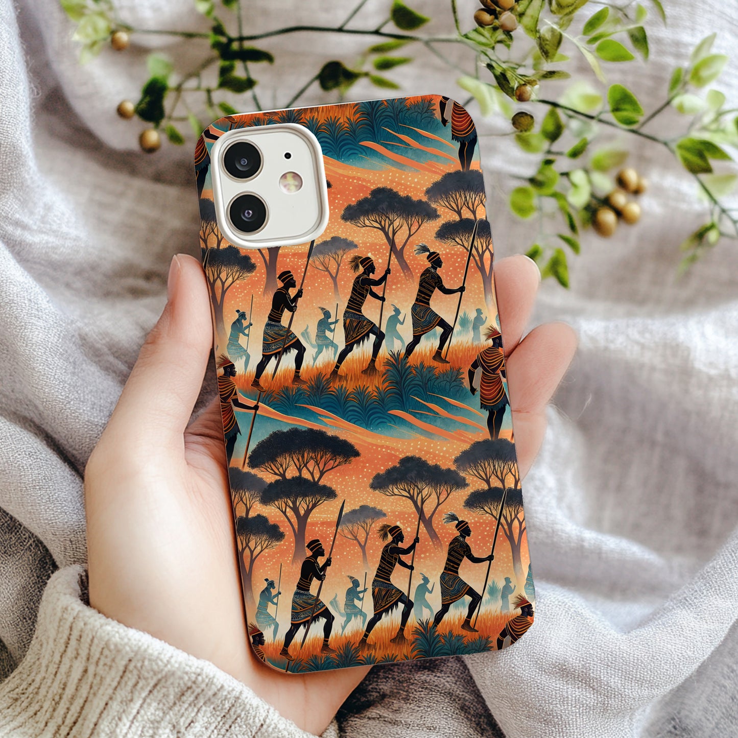 African Warriors Silhouettes Custom Scenic Pattern Custom Phone Case - Walk Greener