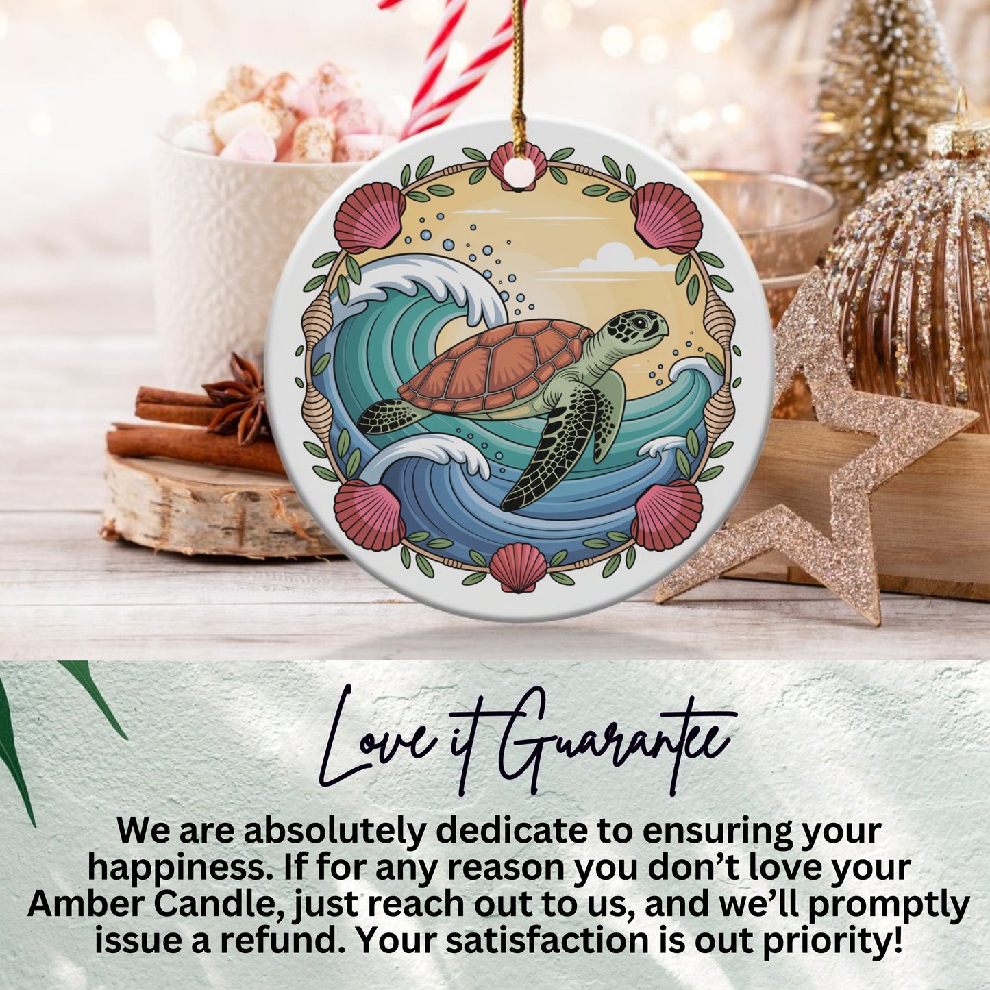 Ocean Waves Sea Turtle Christmas Ornament product