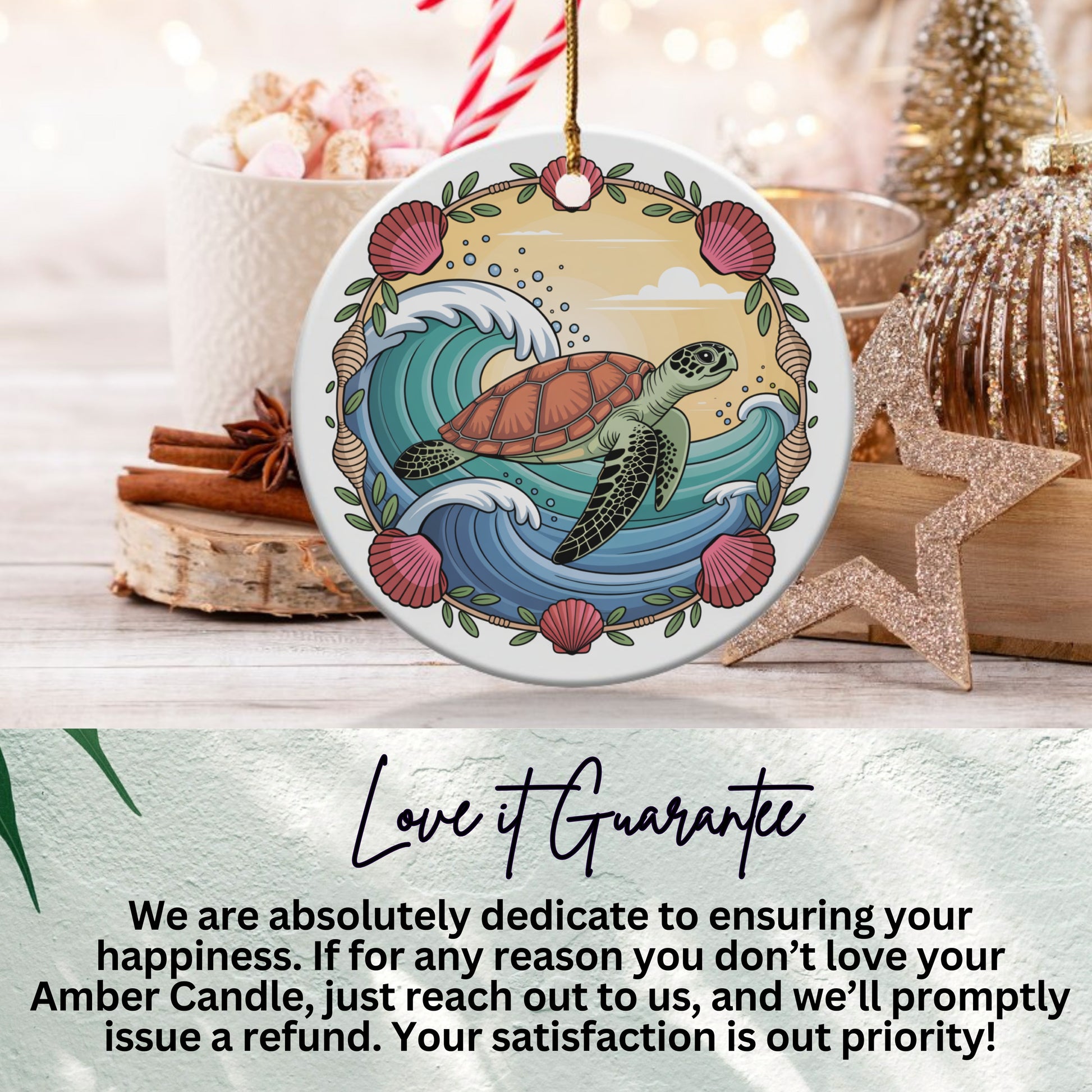 Ocean Waves Sea Turtle Christmas Ornament product