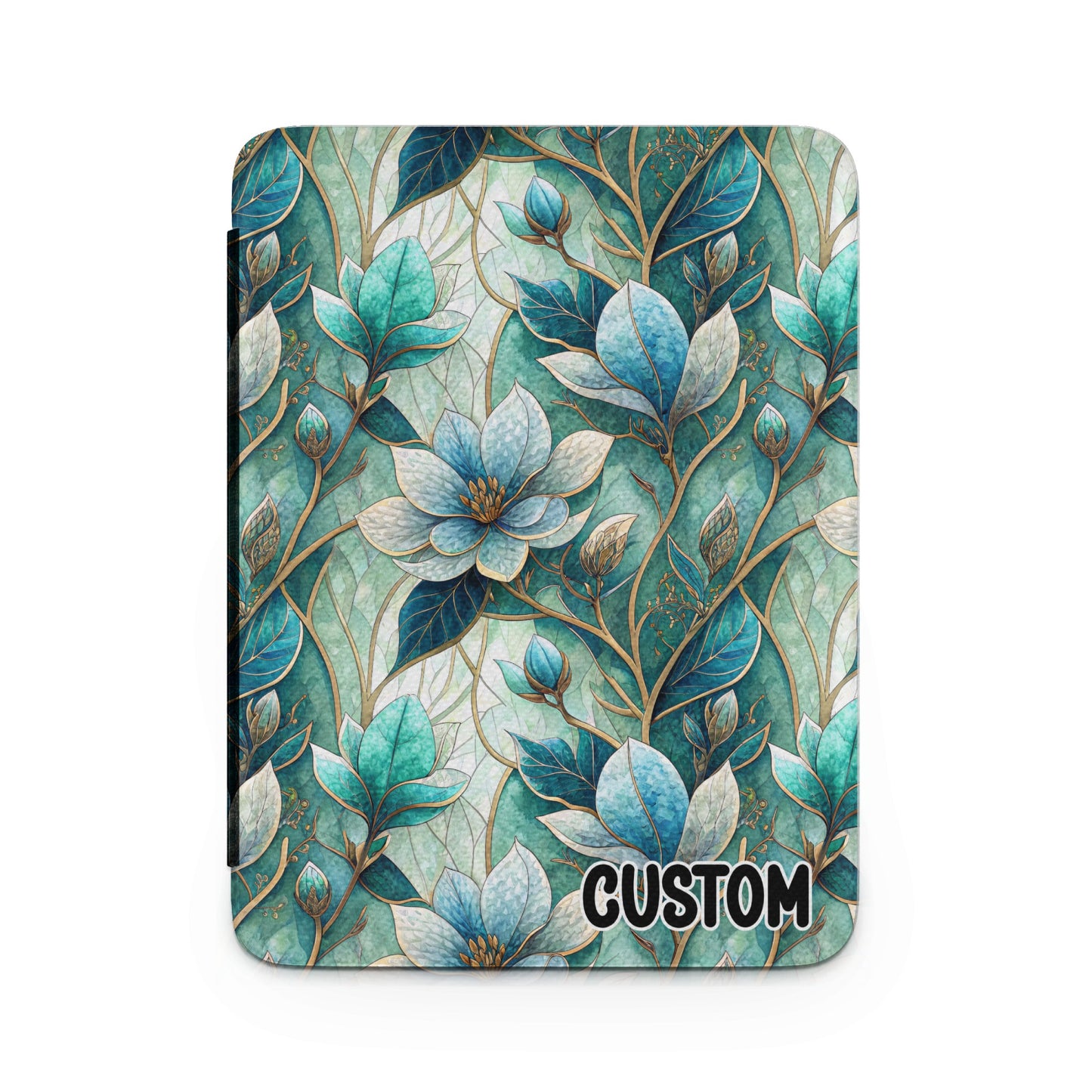 Abstract Floral Design in Teal Custom Cover