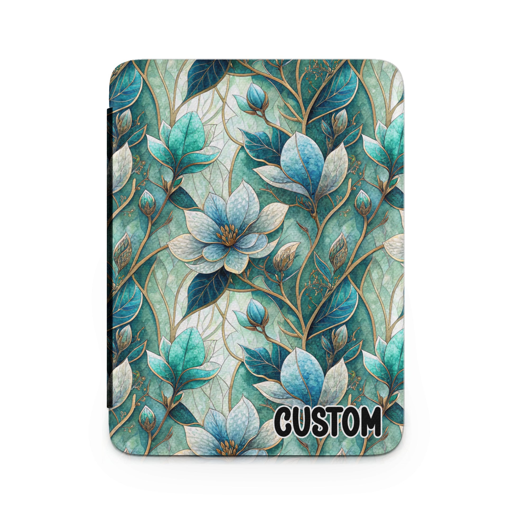 Abstract Floral Design in Teal Custom Cover
