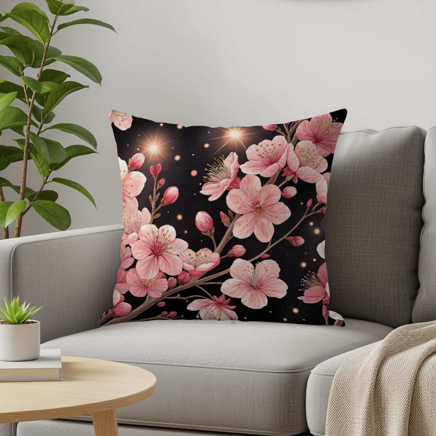 Elegant Pink Floral Pattern Throw Pillow for Home Decor