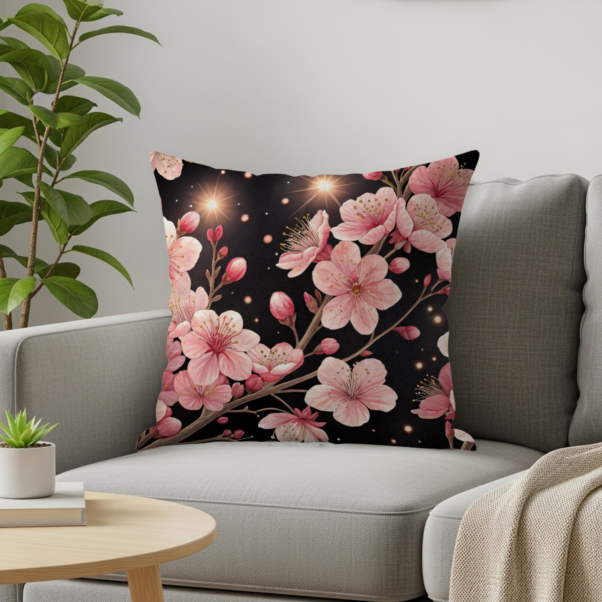 Elegant Pink Floral Pattern Throw Pillow for Home Decor
