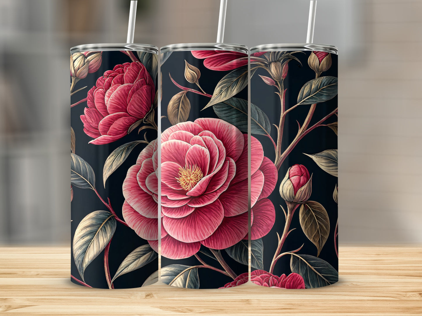 Elegant Floral Patterned Insulated Tumbler Cup Product