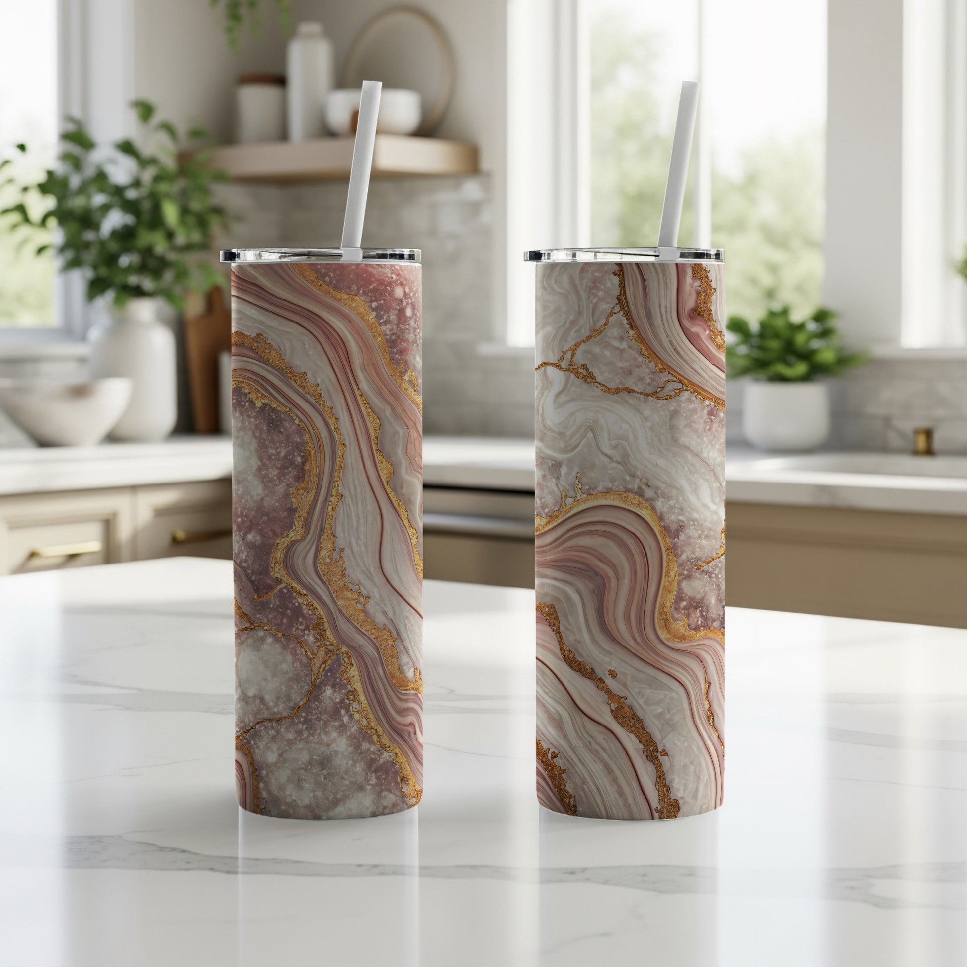 Elegant Swirl Design Insulated Tumbler Drinkware Accessory