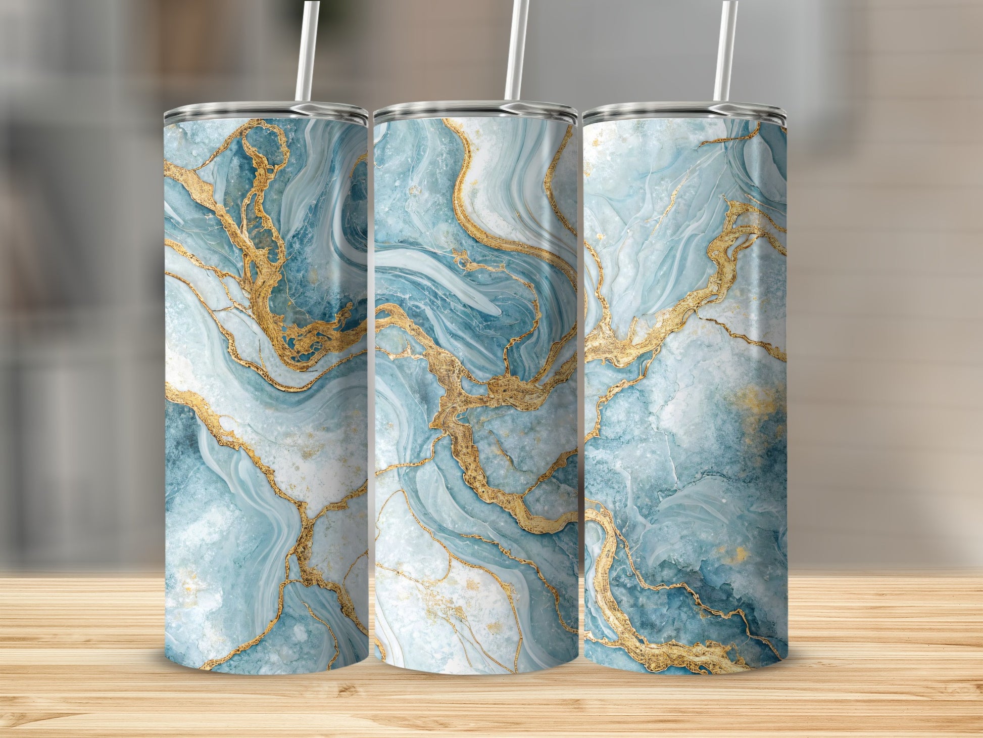 Blue and Gold Marble Design 20oz Tumbler Product