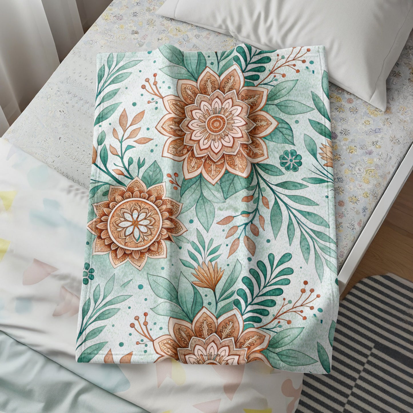Rustic Florals Green Teal and Brown Botanical Design - Walk Greener