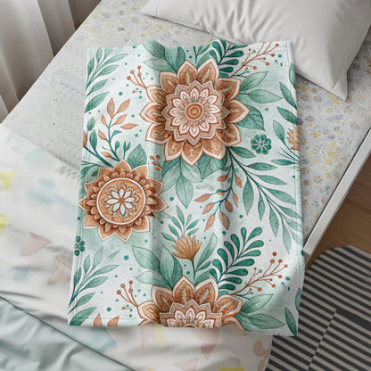 Rustic Florals Green Teal and Brown Botanical Design - Walk Greener