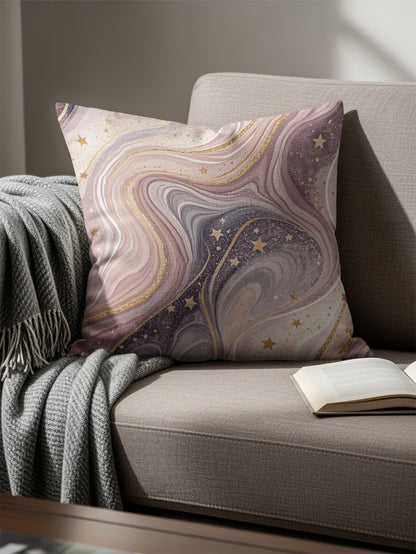 Dreamy Starry Abstract Design with Gold Accents Throw Pillows - Walk Greener