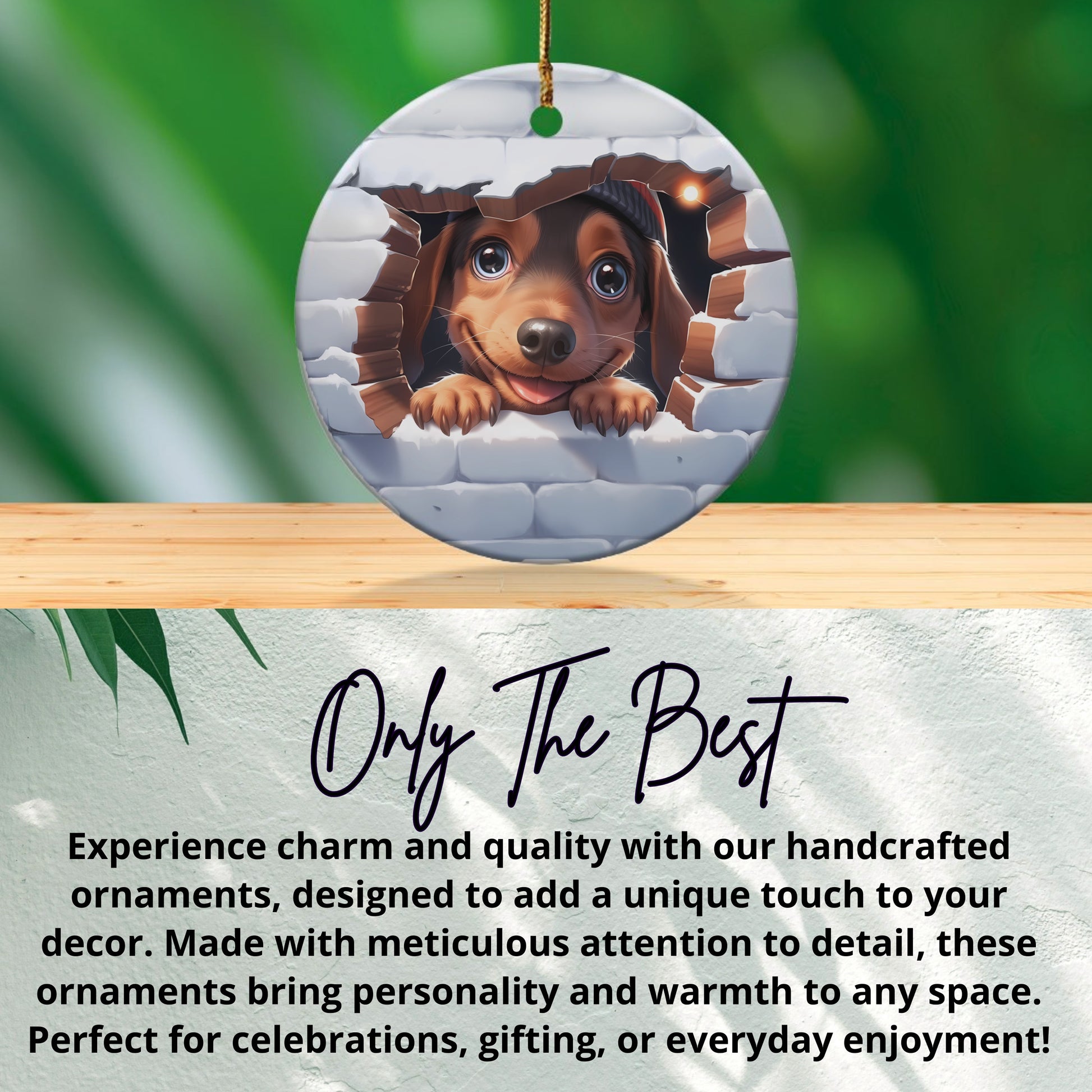 Dachshund Puppy Peeking Through Wall Ornament product type