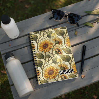 Custom Sunflower Design Spiral Notebook Customizable