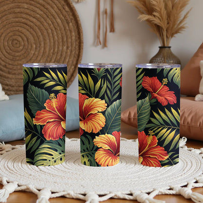 Vibrant Hibiscus Floral Print Insulated Tumbler Product