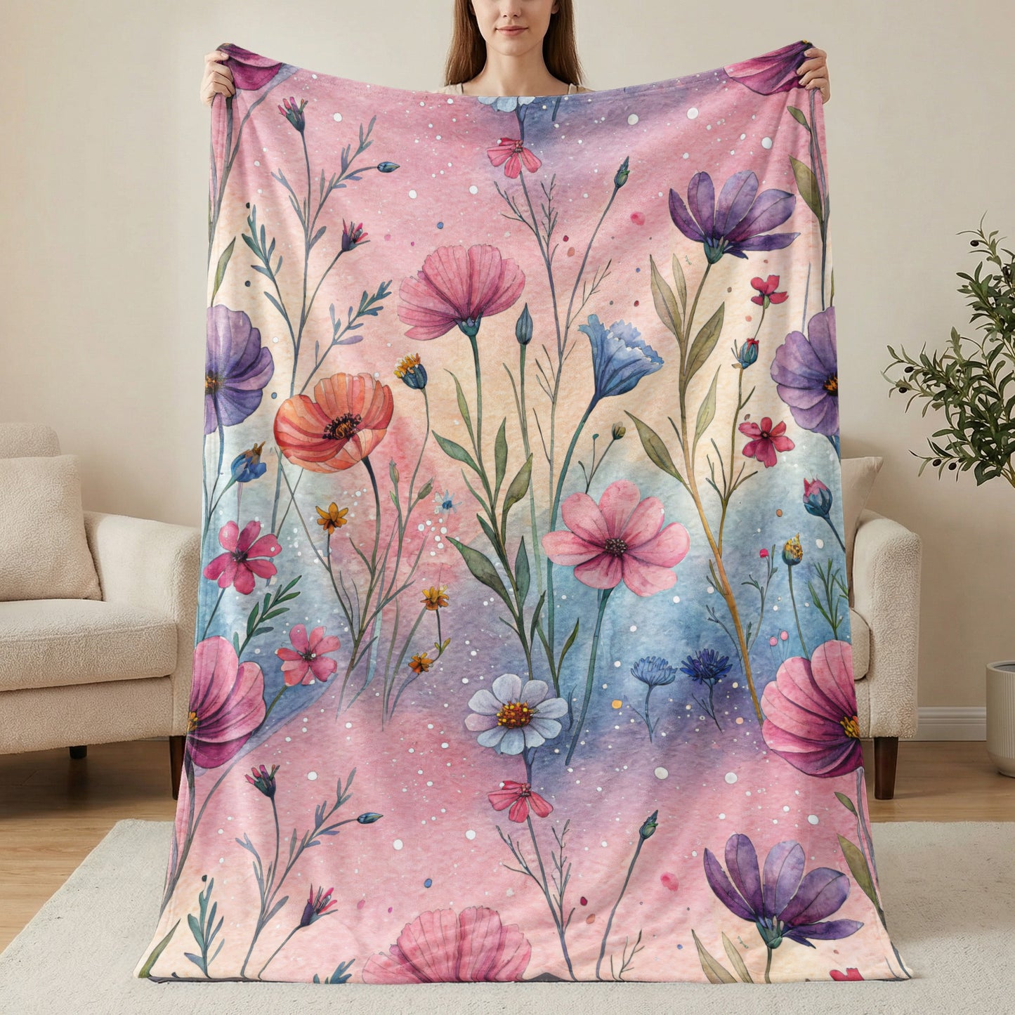 Pastel Watercolor Floral Pattern Summer Time Spring Design - Walk Greener