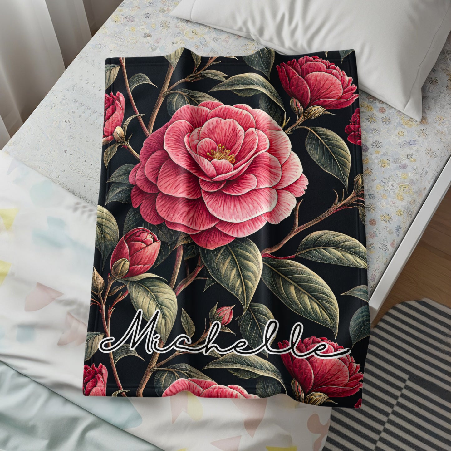 Personalized Floral Patterned Blanket with Michelle