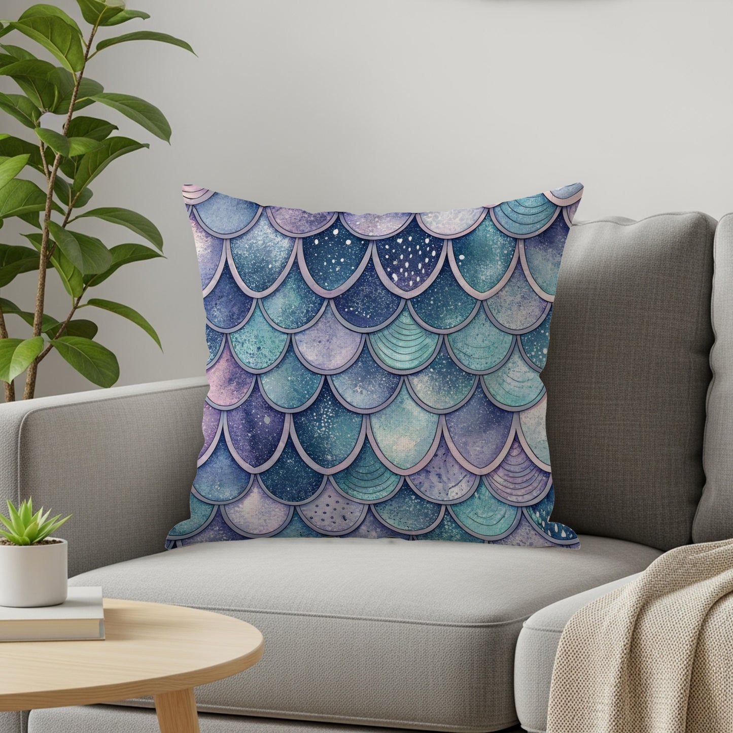 Oceanic Scales Themed Cushion Decorative Throw Pillow