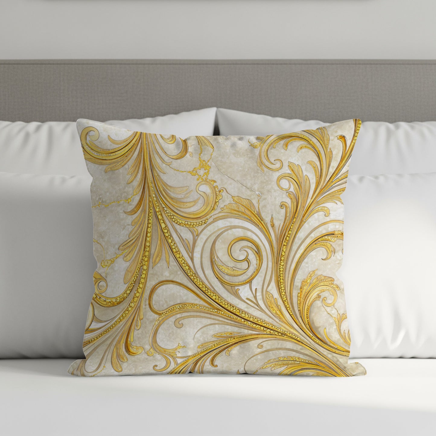 Elegant Golden Swirl Print Decorative Pillow product