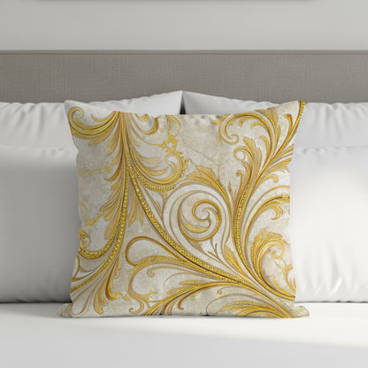 Elegant Golden Swirl Print Decorative Pillow product