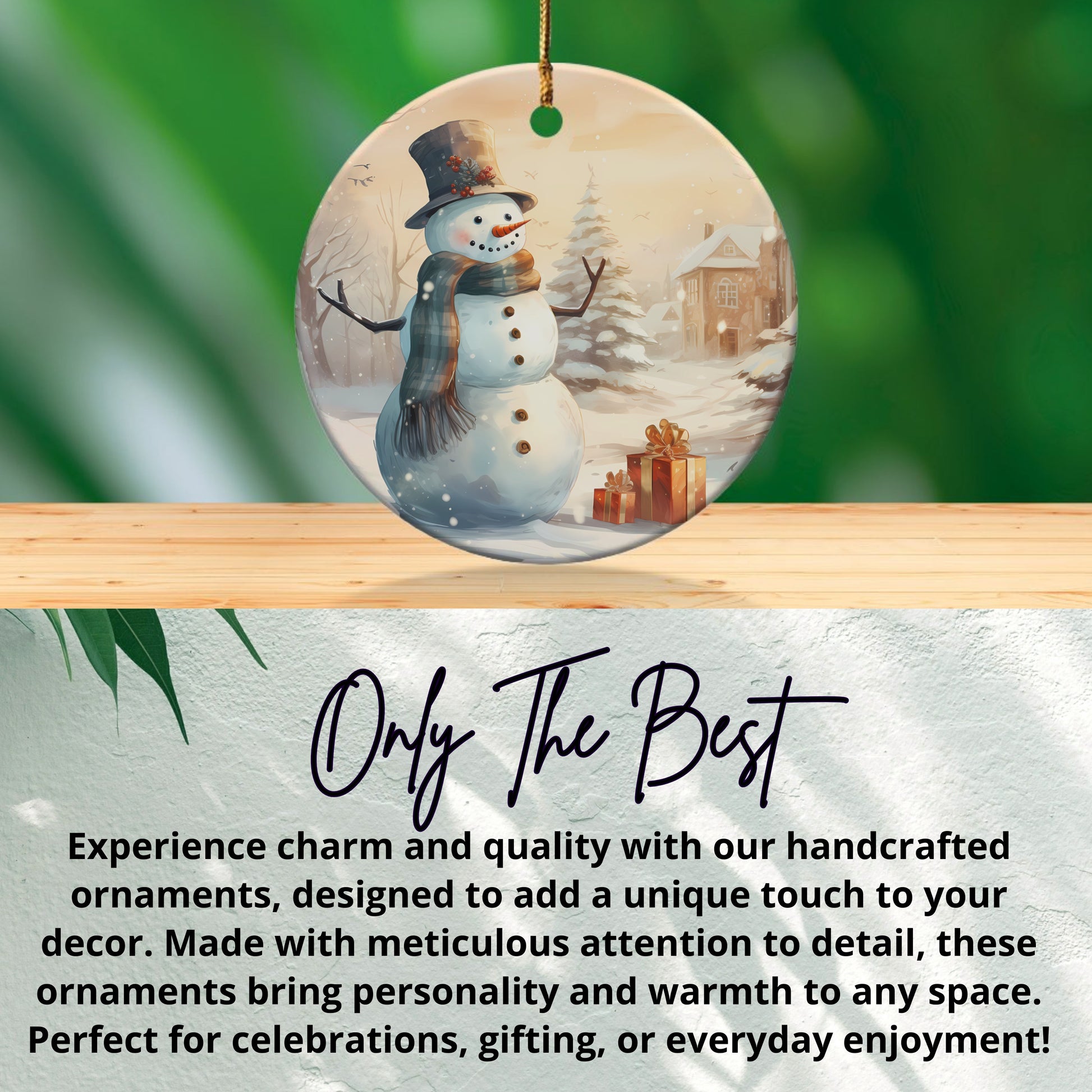 Charming Snowman Image Luxury Christmas Ornament product type