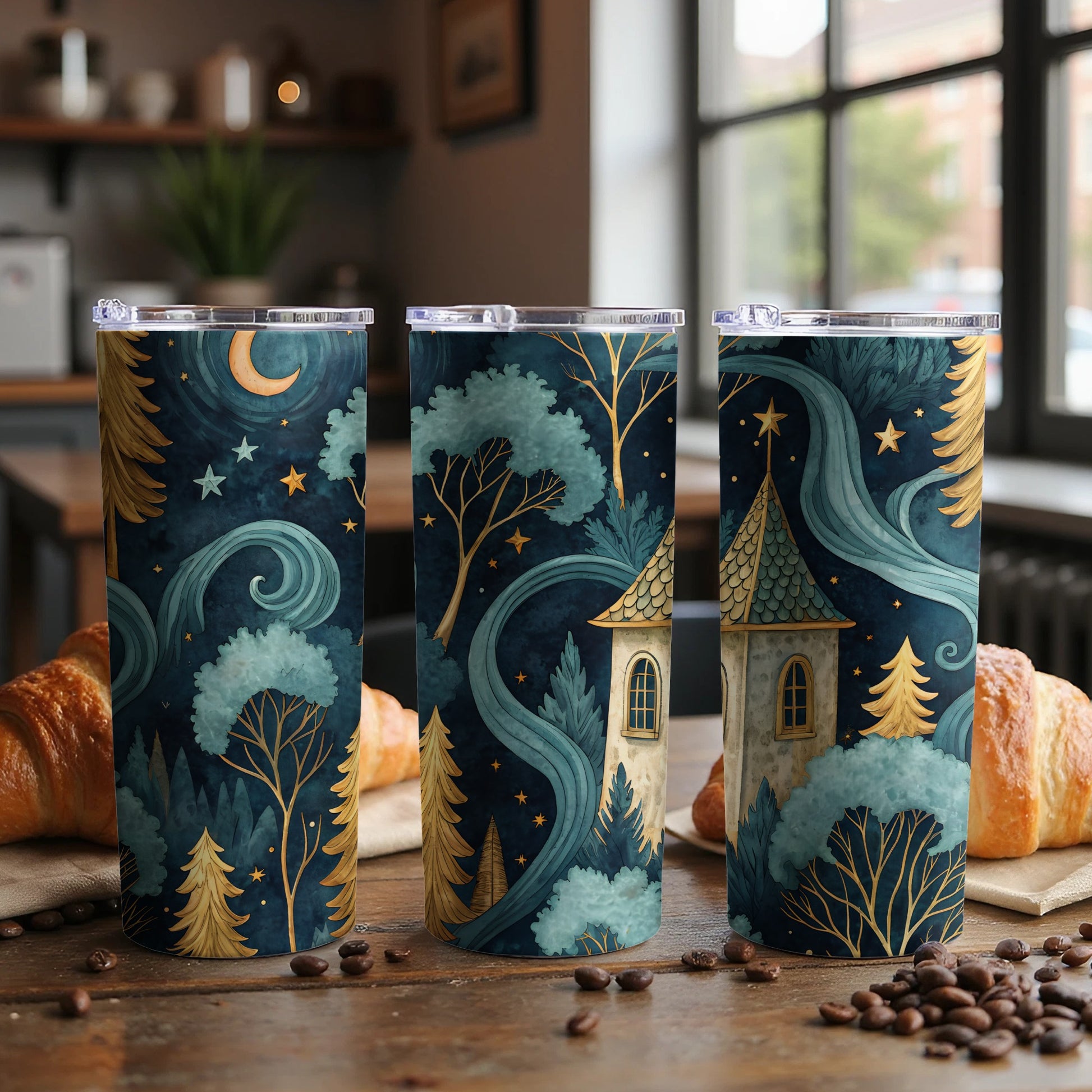 Enchanting Night Sky and Forest Tumbler Product