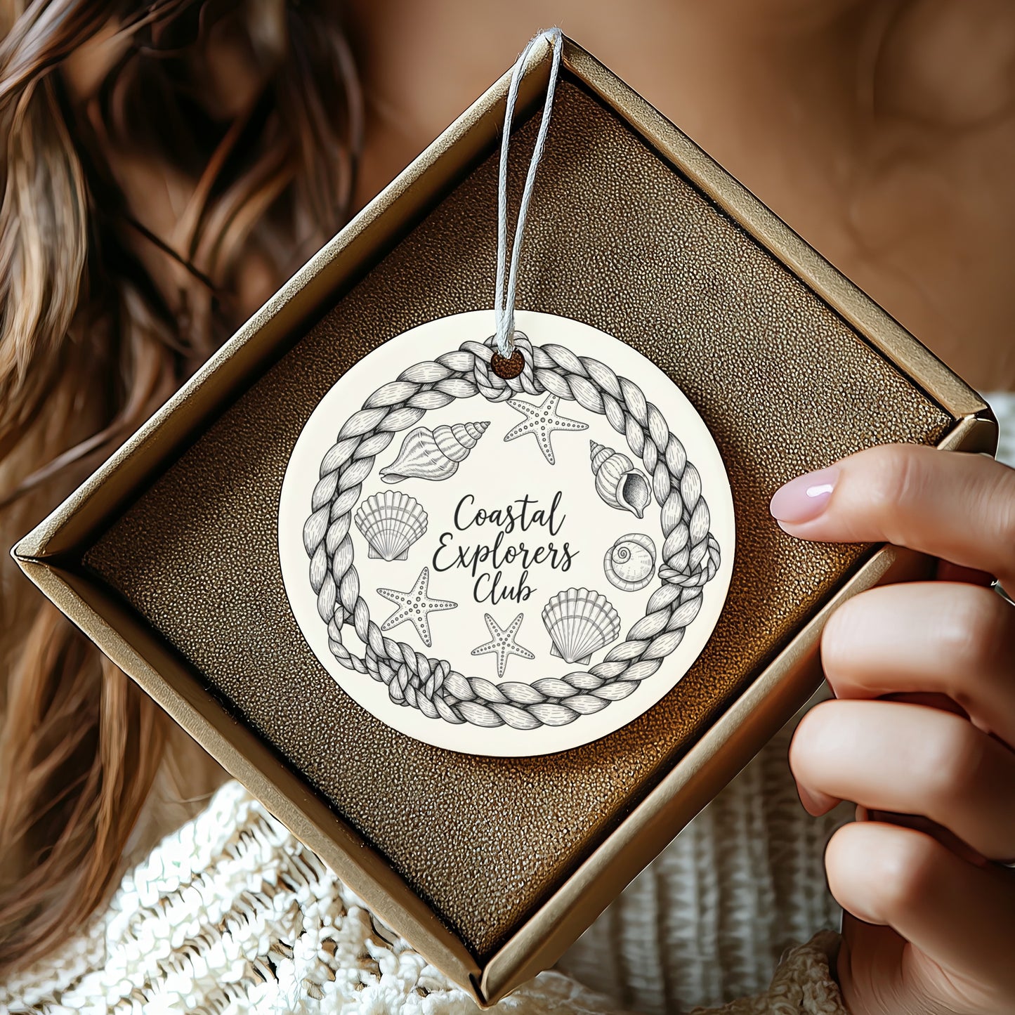 Coastal Explorers Club Ornament with Nautical Design product