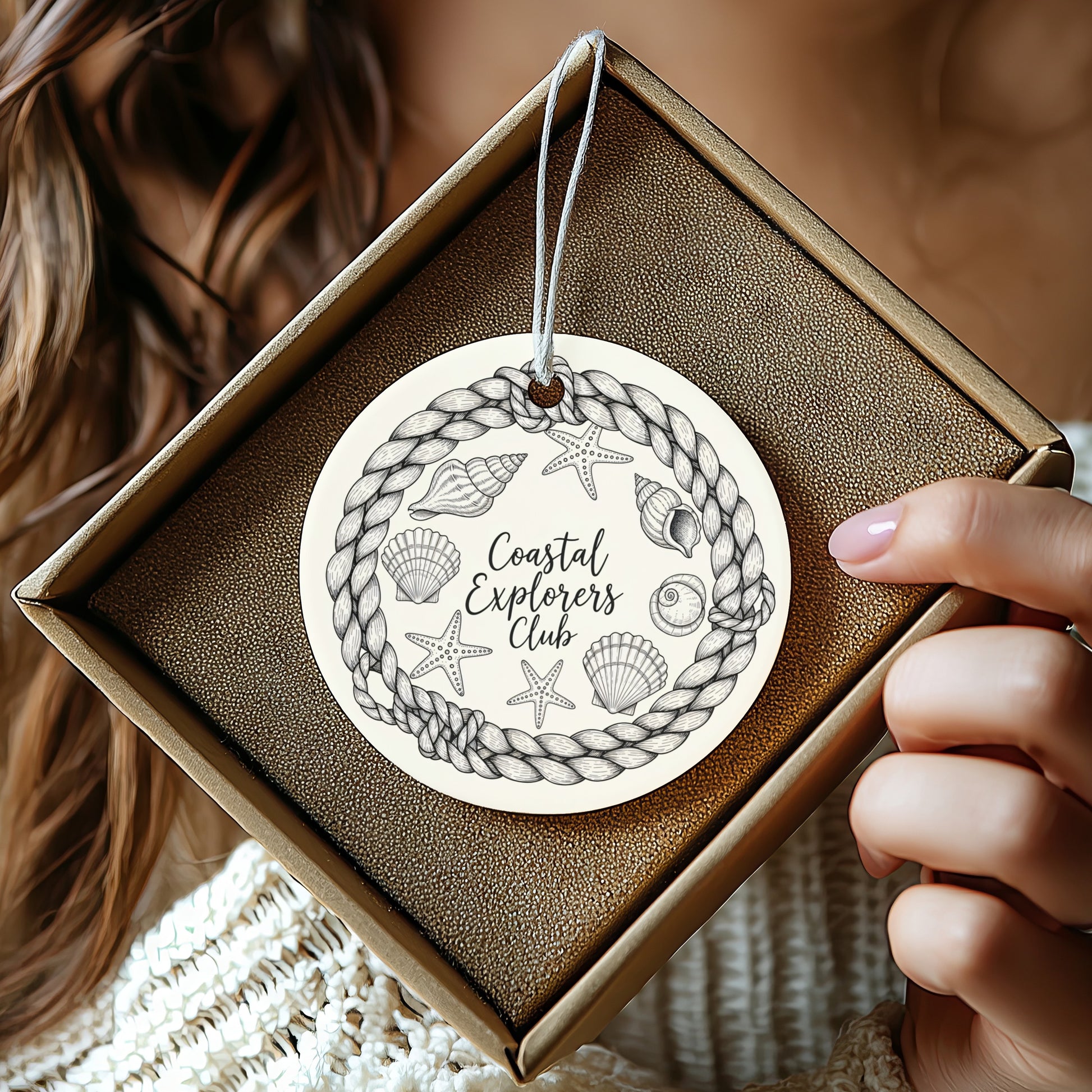 Coastal Explorers Club Ornament with Nautical Design product