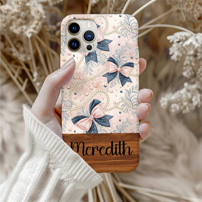 Personalized Bow and Pearl Design Phone Case Cover