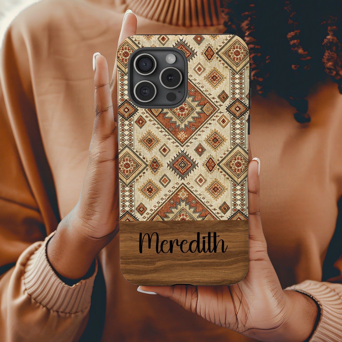 Vintage Ethnic Diamond Pattern Personalize it Custom Phone Case - Walk Greener