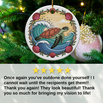 Sea Turtle Wave Art Hanging Ornament product