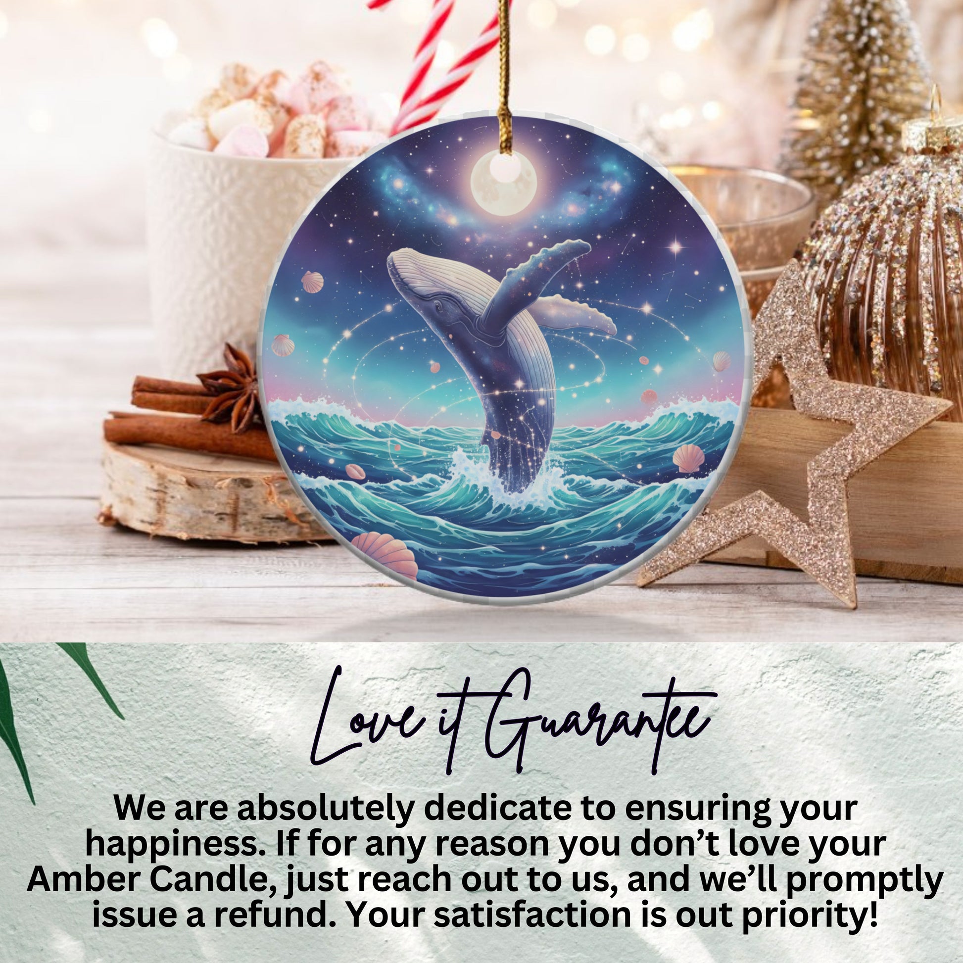 Colorful Whale Jumping Ocean Scene Ornament product type