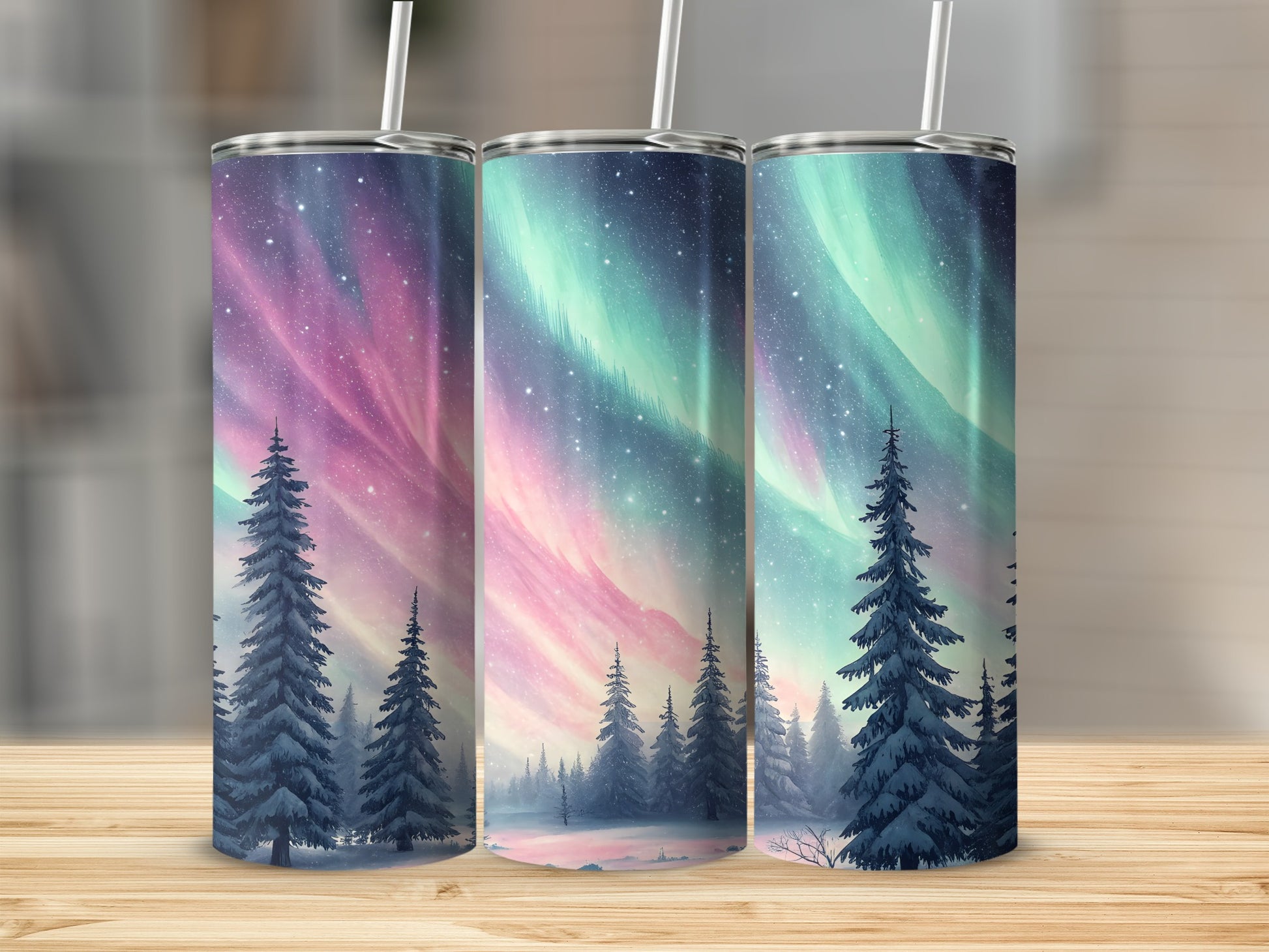 Northern Lights Forest Design Tumbler Product