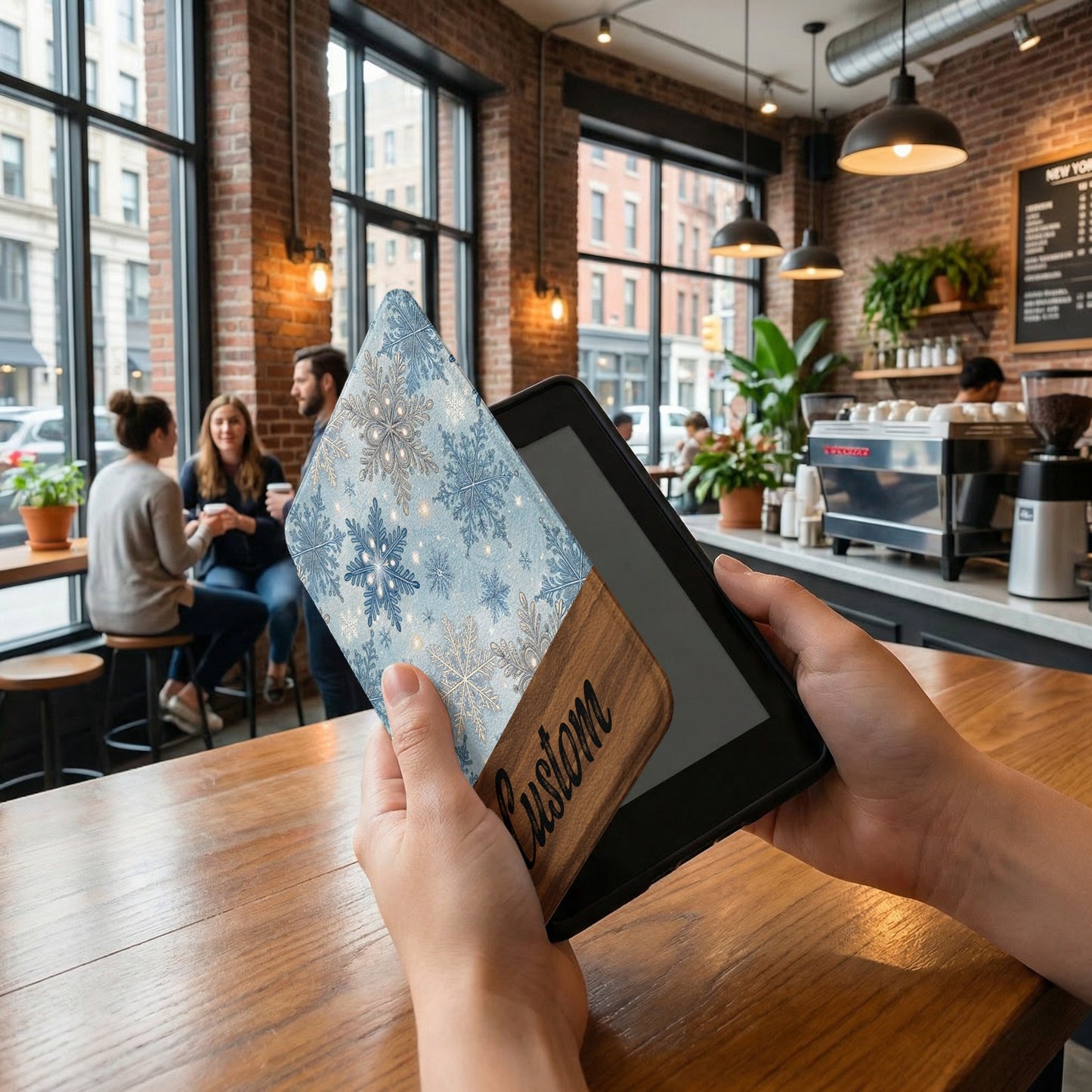 Custom Snowflake Print Protective Tablet Cover