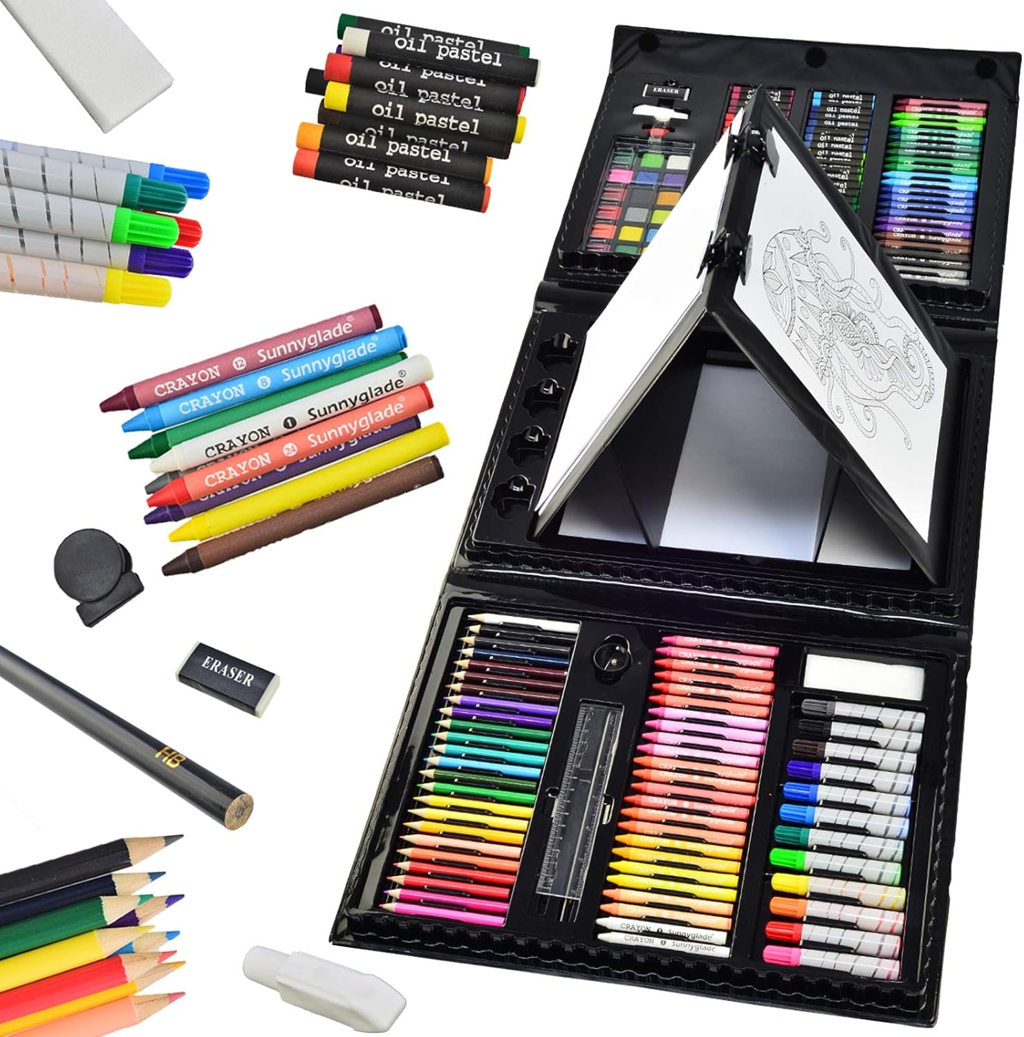 185-Piece Double-Sided Trifold Easel Art Set – Ultimate Creativity Kit