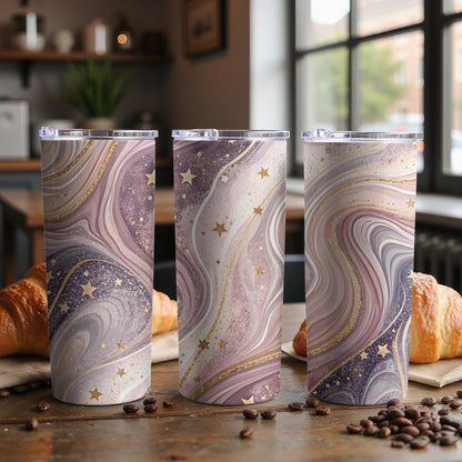 Elegant Galaxy Starry Night Tumbler with Gold Accents