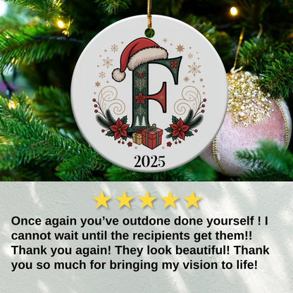 Festive Ornament with Initial and Christmas Design product