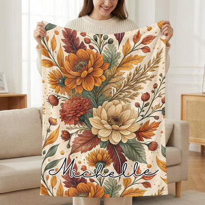 Personalized Fall Floral Michelle Blanket Product