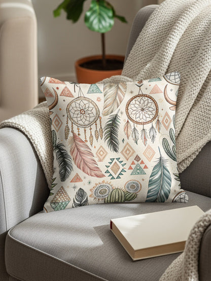 Dreamcatcher Feather Pattern Throw Pillow for Home Decor
