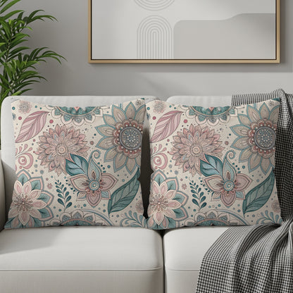 Colorful Floral Pattern Throw Pillow Set for Couch