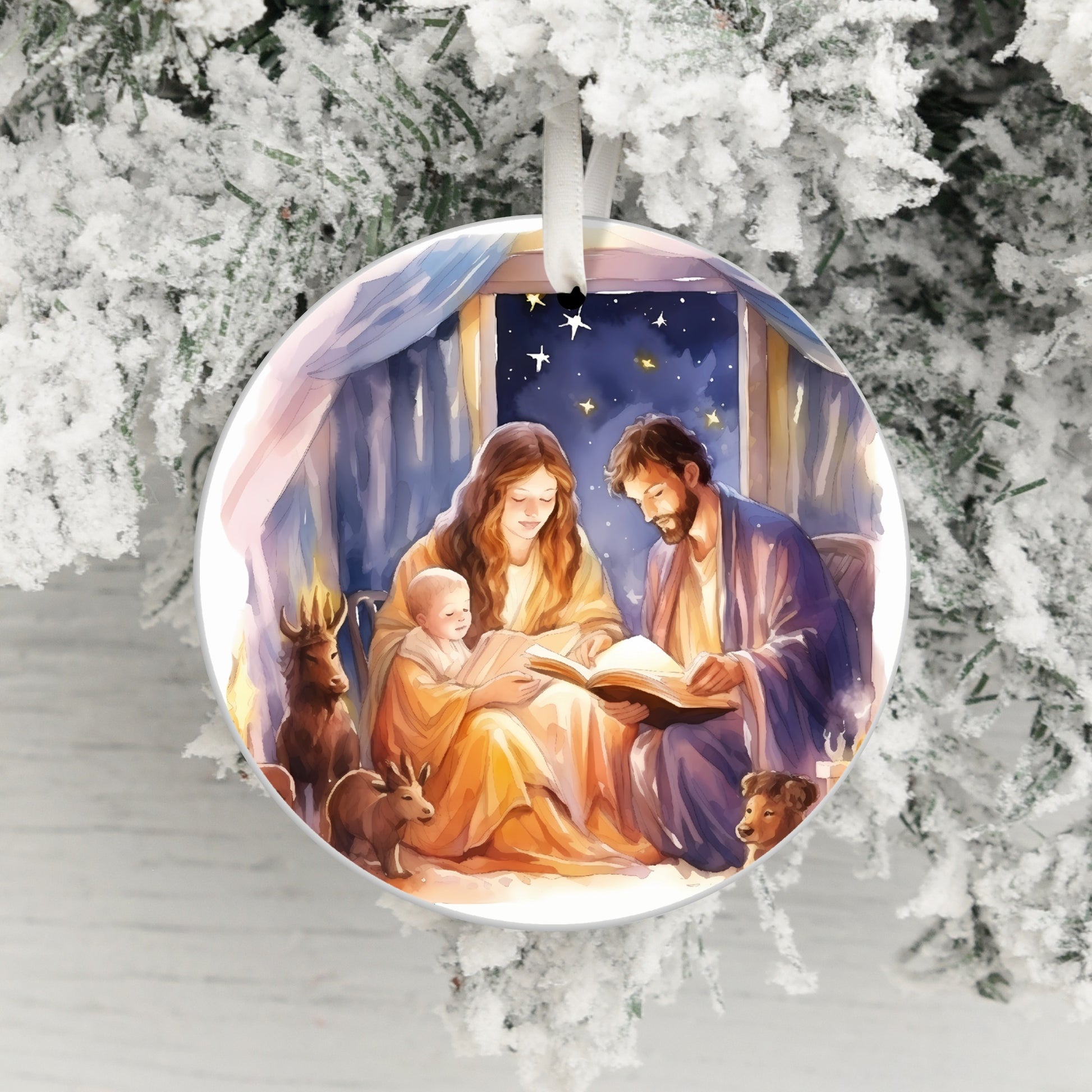 Nativity Scene Family Christmas Tree Decor Round product type