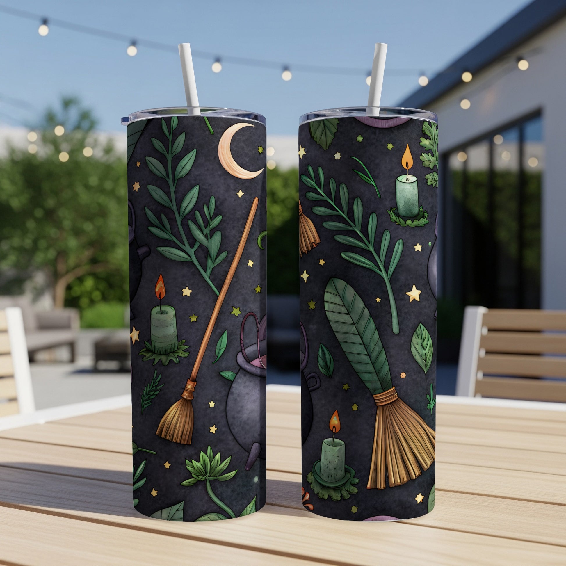 Magical Witchcraft Themed Tumbler with Straw Design