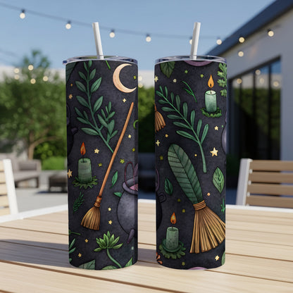 Magical Witchcraft Themed Tumbler with Straw Design