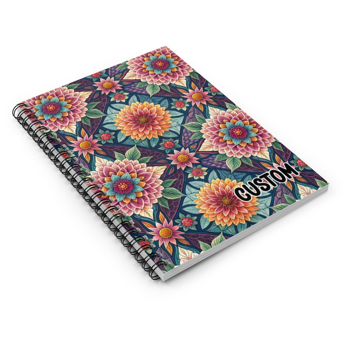Custom Floral Pattern Spiral Notebook with Vibrant Colors