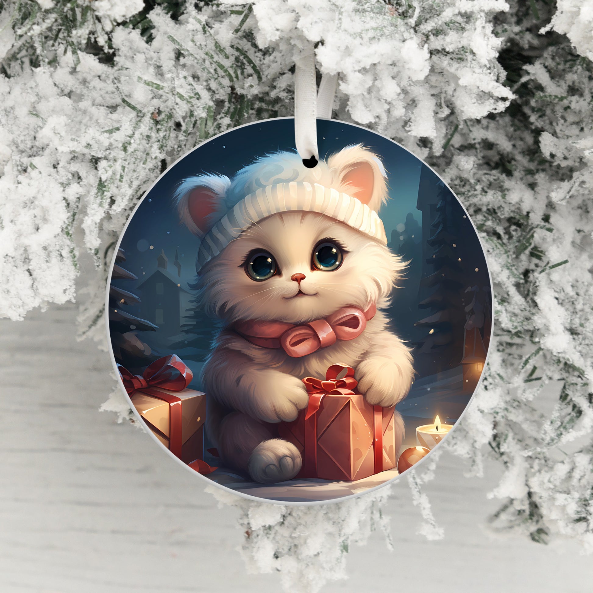 Cute Furry Kitten Christmas Ornament product type