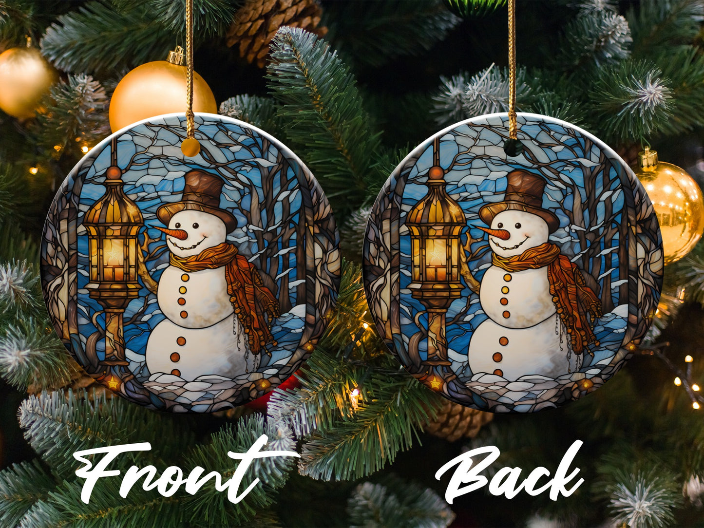 Snowman with Lantern Design Christmas Ornament product type
