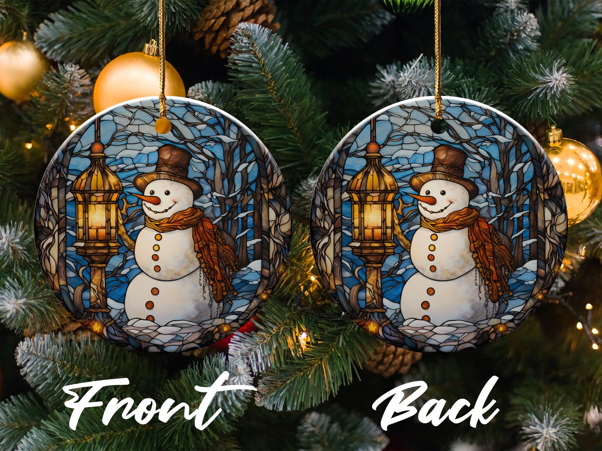 Snowman with Lantern Design Christmas Ornament product type