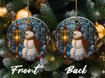 Snowman with Lantern Design Christmas Ornament product type