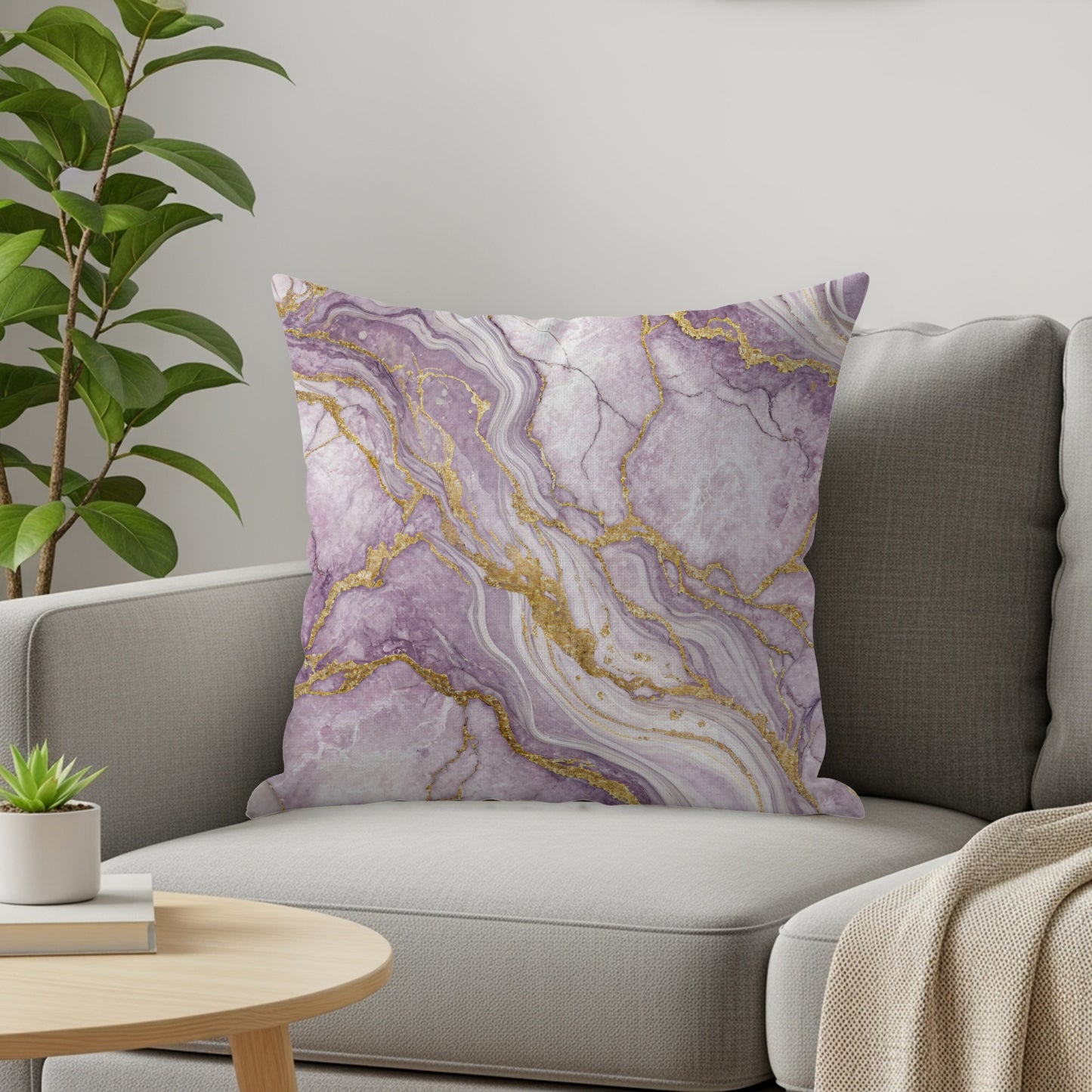Elegant Purple Marble Pattern Decorative Cushion Pillow