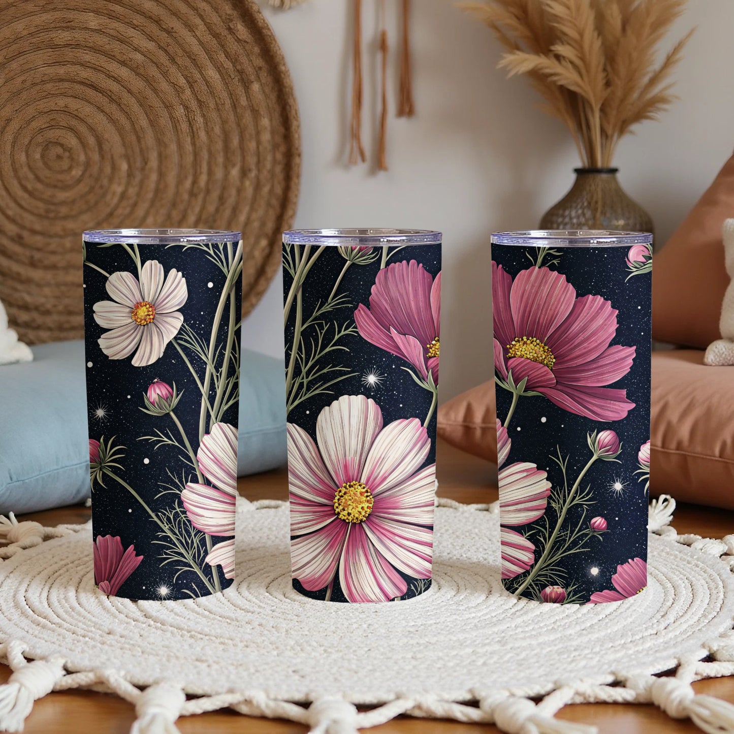 Beautiful Floral Design Insulated Tumbler Set for All Occasions