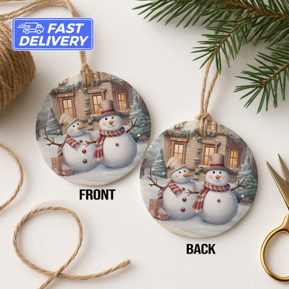 Christmas Snowman Winter Scene Hanging Ornament product
