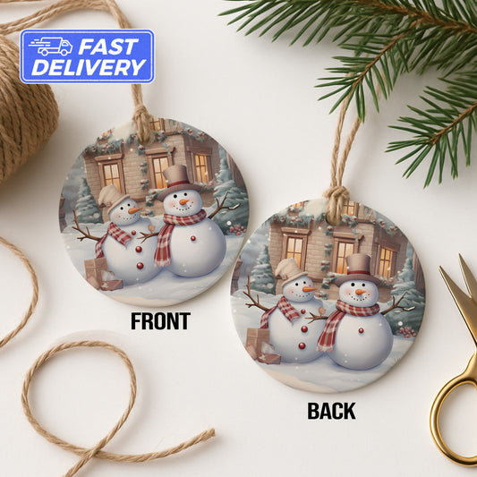 Christmas Snowman Winter Scene Hanging Ornament product